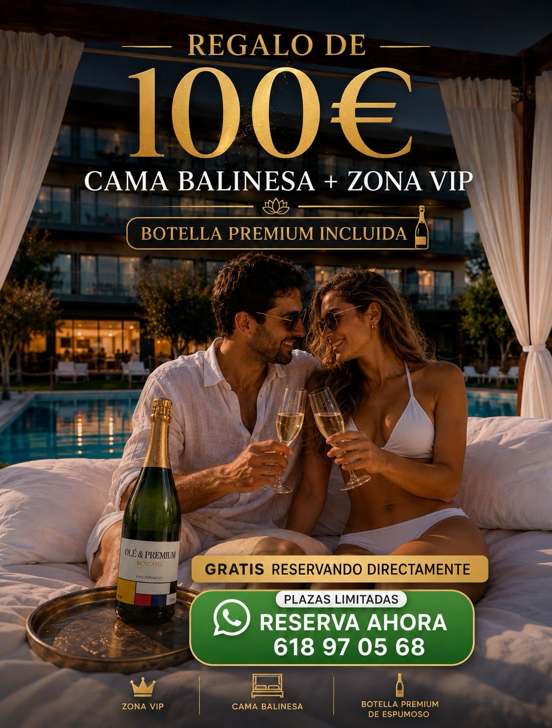 Oferta Cama Balinesa + Zona VIP + Botella Premium - Hotel Spa Mirador